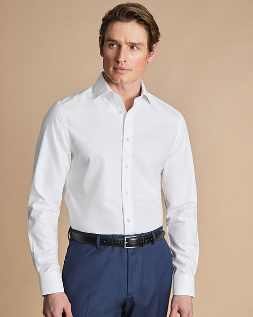 cutaway collar non-iron stretch kensington weave shirt