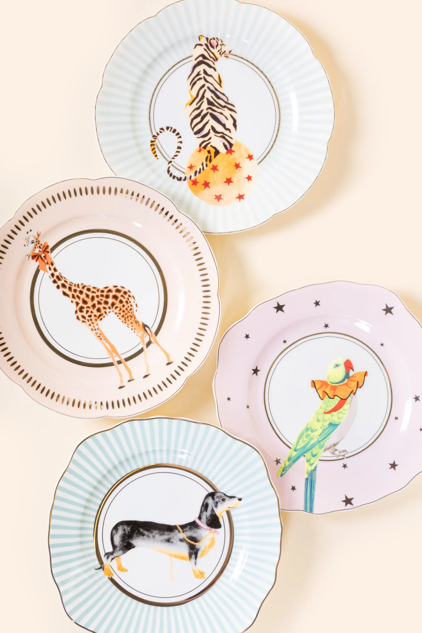 animal tea plates