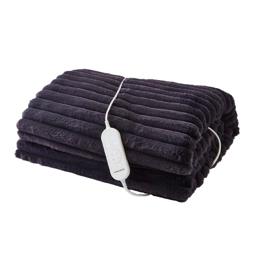 evercosy large luxury striped fleece electric heated throw